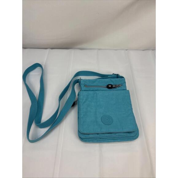 Kipling Eldorado Small Crossbody Bag Teal Pockets Card Slots Zip Snap Adjustable - Picture 1 of 8
